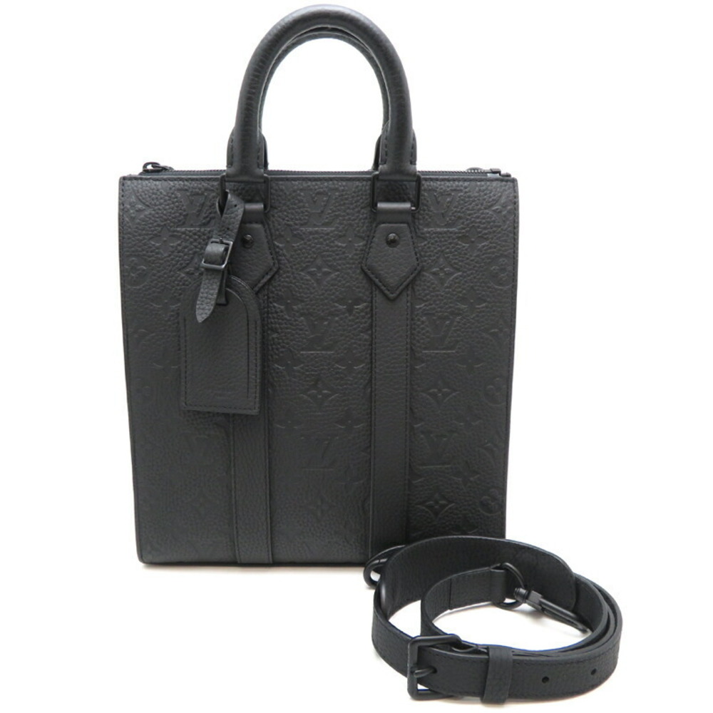 Louis Vuitton Monogram Taurillon Sac Plat Cross Shoulder Bag Noir Black